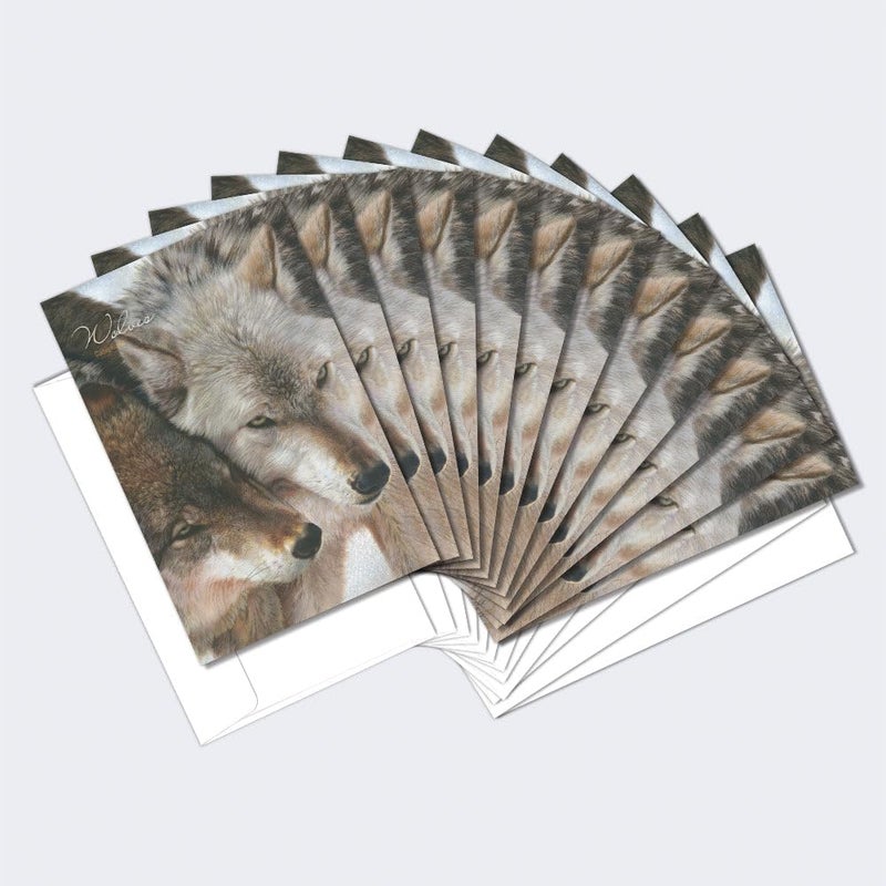 Tree-Free Greetings EcoNotes 12 Count Wolf Pair All Occasion Notecard Set with Envelopes, 4 x 6 Inches (FS66913) - Image 1